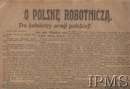 Sierpień 1920, brak miejsca.
Propagandowa odezwa bolszewicka: 
