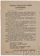 Sierpień 1919, Litwa.
Odezwa pro-polskiego Komitetu Wyzwolenia Litwy 