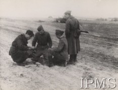 Kwiecień 1944, okolice Nowogródka, Komisariat Rzeszy Wschód, III Rzesza Niemiecka. 
Partyzanci zaminowujący drogę.
Fot. NN, Instytut Polski im. Gen. Sikorskiego w Londynie [Kolekcja nr 82/71 - Armia Krajowa IV-V 1944]