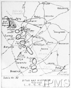 20-26.09.1920, brak miejsca.
Szkic nr 30 - schemat bitwy nad Niemnem, stoczonej z oddziałami Armii Czerwonej. Pozycje wojsk polskich i bolszewickich.
Fot. NN, Instytut Polski im. Gen. Sikorskiego w Londynie [Kolekcja M. Dąbrowskiego]