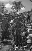 Maj 1944, Cassino, Włochy.
Lżej ranni żołnierze schodzą z pola walki pod opieką sanitariuszy.
Fot. por. Ostrowski, Instytut Polski im. Gen. Sikorskiego w Londynie [album negatywowy L-II Monte Cassino] - płachta 5