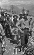 Maj 1944, Cassino, Włochy.
Lżej ranni żołnierze schodzą z pola walki pod opieką sanitariuszy, w tle góry.
Fot. por. Ostrowski, Instytut Polski im. Gen. Sikorskiego w Londynie [album negatywowy L-II Monte Cassino] - płachta 5
