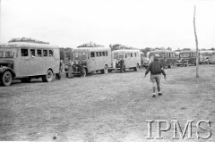 Marzec-kwiecień 1942, Pahlewi, Iran (Persja).
Ewakuacja Armii Andersa. Autobusy z junaczkami.
Fot. Bronisław Haberski, Instytut Polski im. Gen. Sikorskiego w Londynie [album negatywowy B-I IRAN] - płachta 1