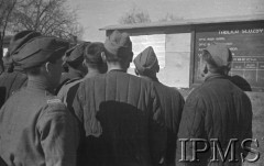 Luty 1942, Jangi-Jul, Uzbekistan, ZSRR.
Obóz formującej się Armii Polskiej, grupa żołnierzy przed tablicą ogłoszeń i rozkazów.
Fot. inż. Wiktor Ostrowski, Instytut Polski im. Gen. Sikorskiego w Londynie [album negatywowy A-I ROSJA] - płachta 18