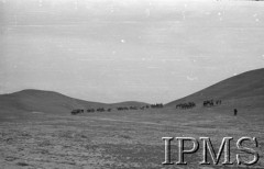 Maj 1942, Dżałał-Abad, Kirgistan, ZSRR.
Oddział żołnierzy podczas ćwiczeń.
Fot. inż. Ostrowski, Instytut Polski im. Gen. Sikorskiego w Londynie [album negatywowy A-I ROSJA] - płachta 36