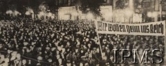 1939, Wolne Miasto Gdańsk.
Wiec zorganizowany przez szefa propagandy Josepha Goebbelsa. Napis na transparencie: 
