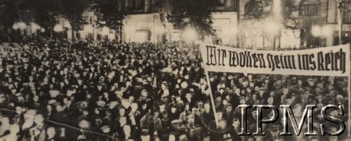 1939, Wolne Miasto Gdańsk.
Wiec zorganizowany przez szefa propagandy Josepha Goebbelsa. Napis na transparencie: 