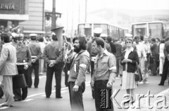 3-5.08.1981, Warszawa, Polska.
Strajk Miejskich Zakładów Komunikacyjnych, blokada ronda na skrzyżowaniu Alej Jerozolimskich i ulicy Marszałkowskiej. Mężczyzna z opaską 