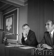 1981, Kraków, Polska.
Wicepremier Mieczysław Rakowski podczas wystąpienia w Nowej Hucie.
Fot. Stanisław Gawliński, zbiory Ośrodka KARTA