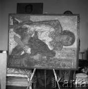 02.03.1983, Kraków, Polska.
Obraz w pracowni artysty malarza Włodzimierza Buczka. 
Fot. Stanisław Gawliński, zbiory Ośrodka KARTA