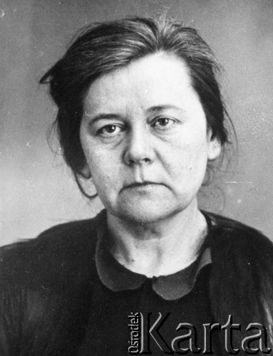 1937, ZSRR.
 Zofia Witkowska-Landy, rozstrzelana 2 września 1937 w czasie Wielkiej Czystki, portret więzienny.
 Fot. zbiory Ośrodka KARTA.
   
