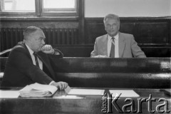 06.06.1995, Warszawa, Polska.
Proces generała Czesława Kiszczaka, oskarżonego o wysłanie szyfrogramu, zezwalającego na użycie broni przeciwko strajkującym górnikom kopalni 