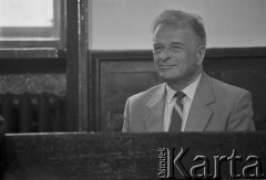 06.06.1995, Warszawa, Polska.
Proces generała Czesława Kiszczaka, oskarżonego o wysłanie szyfrogramu, zezwalającego na użycie broni przeciwko strajkującym górnikom kopalni 