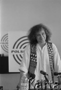 1995, Warszawa, Polska.
Andreas Vollenweider, muzyk, na zdjęciu podczas konferencji prasowej.
Fot. Kacper M. Krajewski, zbiory Ośrodka KARTA