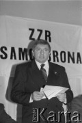 1995, Warszawa, Polska.
Andrzej Lepper, przewodniczący Związku Zawodowego Rolnictwa Samoobrona.
Fot. Kacper M. Krajewski, zbiory Ośrodka KARTA