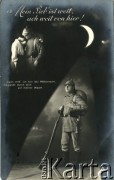 Ok. 1914-1918, Niemcy.
Portret mężczyzny w mundurze armii pruskiej. W tle scenka pożegnania żołnierza z kobietą. Podpis w języku niemieckim. 
Fot. NN, zbiory Ośrodka KARTA, kolekcja Ryszarda Łopatki