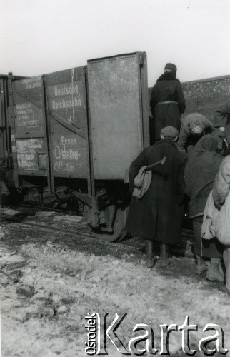 26.04.1940, Warszawa.
Przy wagonie kolejowym (prawdopodobnie Bielany).
Fot. F. Krabicka, zbiory Ośrodka KARTA, udostępniła Agata Bujnowska