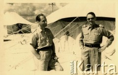 1941, El Amiriya koło Aleksandrii, Egipt.
Żołnierze Samodzielnej Brygady Strzelców Karpackich na terenie bazy wojskowej. Z prawej stoi Roman Guziorski.
Fot. NN, zbiory Ośrodka KARTA, przekazała Wiesława Grochola