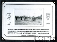 Maj 1939, Krotoszyn, Polska.
Kronika Krotoszyńska. Wręczenie 56 Pułkowi Piechoty Wielkopolskiej ufundowanego przez mieszkańców Krotoszyna, karabinu maszynowego.
Fot. NN, zbiór Ośrodka KARTA, album przekazała Wiesława Grochola