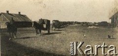 1915-1918, prawdopodobnie Ukraina.
Kolumna 6 Gospodarczego Czołowego Oddziału Sanitarnego (przemianowanego później na Korpusową Kolumnę Sanitarną) imperialnej armii rosyjskiej. Oddział przeszedł w 1917/1918 roku do II Korpusu Polskiego na Wschodzie.
Fot. NN, zbiory Ośrodka KARTA, przekazała Wanda Ustaszewska-Szamborska