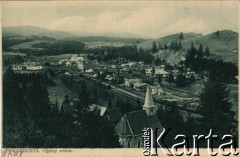 Przed 1939, Worochta, pow. Nadwórna, woj. stanisławowskie, Polska.
Panorama miejscowości.
Fot. NN, zbiory Ośrodka KARTA, przekazała Janina Kuszell