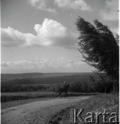 1936, Uhryń, Polska.
Mężczyzna na koniu.
Fot. NN, kolekcja Witolda Lis-Olszewskiego, zbiory Ośrodka KARTA