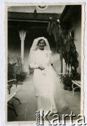 3.07.1937, Kurzany, pow. Brzeżany, woj. tarnopolskie, Polska.Janina Kamińska z d. Turzańska w dniu ślubu.Fot. NN, zbiory Ośrodka KARTA, udostępnił Tomasz Kamiński