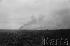 1939-1945, brak miejsca.
Płonące zabudowania.
Fot. NN, album nieznanego żołnierza Wehrmachtu, kolekcja Tomasza Kopańskiego, zbiory Ośrodka KARTA