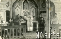 1916, Piła (?), Polska.
Nabożeństwo w obozie jenieckim. Więźniem tego obozu był Adolf Urbanowicz, ojciec Wacława Urbanowicza.
Fot. NN, kolekcja Wacława Urbanowicza, zbiory Ośrodka KARTA