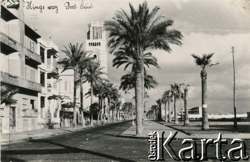 Port Said, Egipt.
Fragment miasta, widoczna wieża katedry.
Fot. NN, kolekcja Wacława Urbanowicza, zbiory Ośrodka KARTA