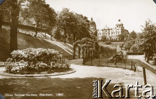 Aberdeen, Szkocja, Wielka Brytania.
Union Terrace Gardens - publiczny park i ogrody.
Fot. NN, kolekcja Wacława Urbanowicza, zbiory Ośrodka KARTA