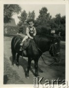 Po 1931, Warszawa, Polska.
Mały Witold jeździ na kucyku w ZOO.
Fot. Jerzy Konrad Maciejewski, zbiory Ośrodka KARTA