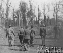 1945-1946, Lys-lez-Lannoy, Francja.
Prawdopodobnie żołnierze 2. Dywizji Strzelców Pieszych podczas ćwiczeń polowych.
Fot. Jerzy Konrad Maciejewski, zbiory Ośrodka KARTA
