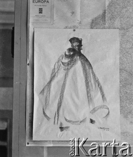 1943-1945, Baden, Szwajcaria.
Karykatura przedstawiająca redaktora naczelnego 