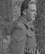 1943-1945, Baden, Szwajcaria.
Żołnierz brytyjskich sił zbrojnych. Na ramieniu ma naszywkę - South Africa.
Fot. Jerzy Konrad Maciejewski, zbiory Ośrodka KARTA