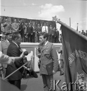 24.06.1972, Cedynia, Polska
Obchody tysiąclecia bitwy pod Cedynią. Na górze Czcibora odsłonięto Pomnik Polskiego Zwycięstwa nad Odrą. 
Fot. Maciej Jasiecki, zbiory Ośrodka KARTA