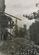 Po 1.09.1939, Warszawa, Polska.
Ulica Marszałkowska, widok na plac Zbawiciela.
Fot. NN, zbiory Ośrodka KARTA, udostępnił Roman Trojanowicz