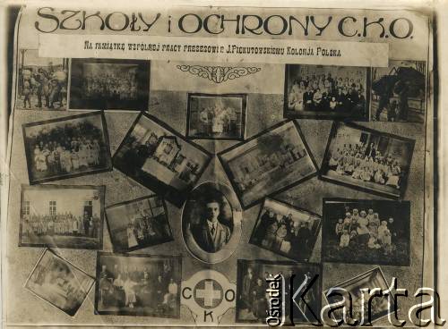 1915-1918, Rosja.
Kolaż zdjęć podarowany na pamiątkę Janowi Piekutowskiemu przez Centralny Komitet Obywatelski Królestwa Polskiego w Rosji.
Fot. NN, kolekcja Jana Piekutowskiego, zbiory Ośrodka KARTA