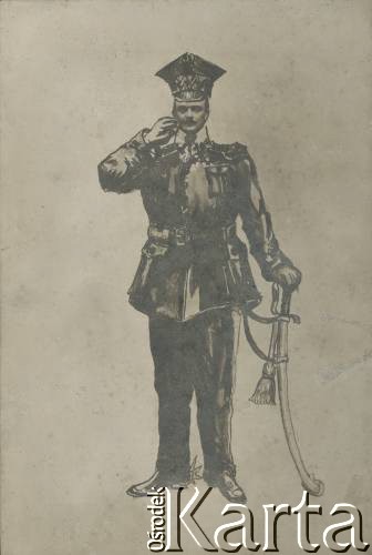 Ok. 1920, brak miejsca.
Karykatura ukazująca K. Pawlikowskiego z albumu przedstawiającego pracowników Urzędu do Spraw Powrotu Jeńców, Uchodźców i Robotników. 
Fot. NN, kolekcja Jana Piekutowskiego, zbiory Ośrodka KARTA