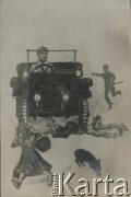 Ok. 1920, brak miejsca.
Karykatura ukazująca M. Łuczkiewicza z albumu przedstawiającego pracowników Urzędu do Spraw Powrotu Jeńców, Uchodźców i Robotników. 
Fot. NN, kolekcja Jana Piekutowskiego, zbiory Ośrodka KARTA