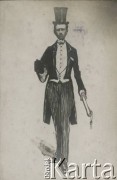 Ok. 1920, brak miejsca.
Karykatura ukazująca S. Magenheima z albumu przedstawiającego pracowników Urzędu do Spraw Powrotu Jeńców, Uchodźców i Robotników.
Fot. NN, kolekcja Jana Piekutowskiego, zbiory Ośrodka KARTA