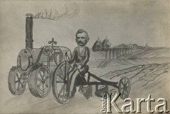 Ok. 1920, brak miejsca.
Karykatura ukazująca B. Kretkowskiego z albumu przedstawiającego pracowników Urzędu do Spraw Powrotu Jeńców, Uchodźców i Robotników. 
Fot. NN, kolekcja Jana Piekutowskiego, zbiory Ośrodka KARTA