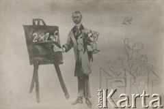 Ok. 1920, brak miejsca.
Karykatura ukazująca S. Bernstorffa z albumu przedstawiającego pracowników Urzędu do Spraw Powrotu Jeńców, Uchodźców i Robotników. 
Fot. NN, kolekcja Jana Piekutowskiego, zbiory Ośrodka KARTA