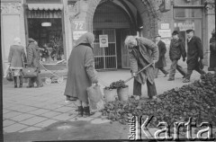 Po 13.1.1981, Warszawa, Polska.
Mężczyzna ładuje węgiel przed kamienicą przy ulicy Marszałkowskiej 72. 
Fot. Małgorzata Niezabitowska i Tomasz Tomaszewski, zbiory Ośrodka KARTA