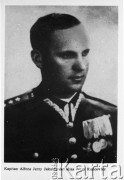 Przed 1939, Polska.
Kapitan Alfons Jerzy Jakubianiec, oficer Wojska Polskiego, pracownik wywiadu, w czasie II wojny światowej działał na terenie Litwy, aresztowany w Berlinie w 1941 roku, więziony w obozie koncentracyjnym w sachsenhausen, zginął w 1945 roku.
Fot. NN, kolekcja Cezarego Chlebowskiego, zbiory Ośrodka KARTA