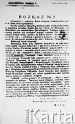 Lipiec 1944.
Rozkaz komendanta Okręgu Wileńskiego Armii Krajowej Aleksandra Krzyżanowskiego ps. 