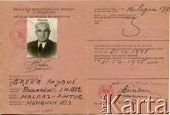 16.07.1948, Buenos Aires, Argentyna.
Poświadczenie dla Fajbusia Gąski.
Fot. NN, zbiory Reginy Gaski, reprodukcje cyfrowe w  Bibliotece Polskiej im. Ignacego Domeyki w Buenos Aires (Biblioteca Polaca Ignacio Domeyko) i w Ośrodku KARTA w Warszawie.
