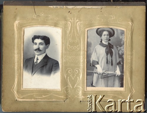 Luty 1910, Warszawa, Królestwo Polskie.
Fajbuś i Rywka Gąska – fotografie zrobione tuż po ślubie. 
Fot. NN, zbiory Reginy Gaski, reprodukcje cyfrowe w  Bibliotece Polskiej im. Ignacego Domeyki w Buenos Aires (Biblioteca Polaca Ignacio Domeyko) i w Ośrodku KARTA w Warszawie.
