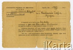 17.04.1942, Jangi-Jul, Uzbekistan, ZSRR.
Pismo ze sztabu Dowództwa Polskich Sił Zbrojnych, adresowane do Zofii Kucharzów mieszkającej w Ajaguz, informujące, że por. rezerwy Stanisław Kucharzów, więzień obozu w Kozielsku, nie zgłosił się do Armii Polskiej.
Fot. zbiory Ośrodka KARTA, kolekcję Zofii Kucharzów przekazała Bożena Łuczko [AW III/154]