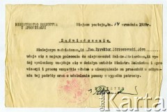 13.09.1939, brak miejsca.
Dokument wydany Adamowi Strzeszewskiemu przez Ministerstwo Rolnictwa i Aprowizacji.
Fot. zbiory Ośrodka KARTA
